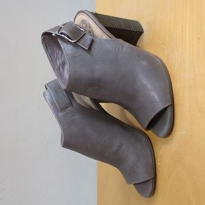 Vince Camuto peep toe heeled booties, Taupe